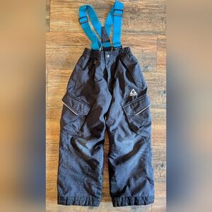 Kids Black Snow Pants with Blue Straps